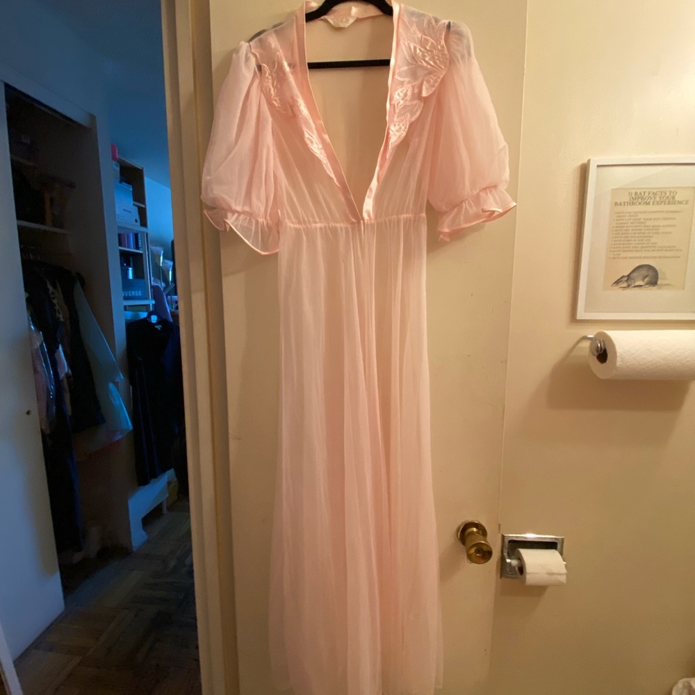 Elegant Pink Sheer Nightgown